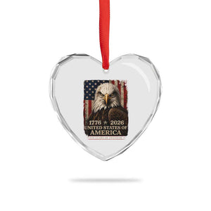 250 Anniversary USA Flag Heart Crystal Glass Ornament Vintage Bald Eagle Patriotic 1776 2026 250 Years Birthday TS10 Print Your Wear