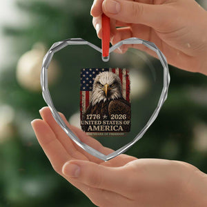 250 Anniversary USA Flag Heart Crystal Glass Ornament Vintage Bald Eagle Patriotic 1776 2026 250 Years Birthday TS10 Print Your Wear
