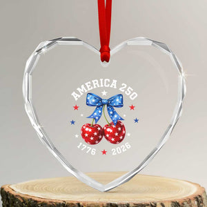 250 Anniversary USA Heart Crystal Glass Ornament Cherry Coquette Bow 4th Of July 1776 2026 250th Birthday TS10 Transparent Glass 3'' Heart Print Your Wear
