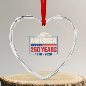 250 Anniversary USA Heart Crystal Glass Ornament Retro Eagle 250 Years Of Freedom 1776 2026