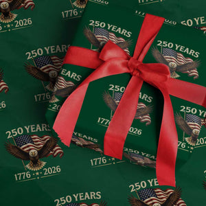 250 Anniversary USA Patriotic Eagle Wrapping Paper Roll 250th 4th Of July 1776 2026 Flag TS10 Green Print Your Wear