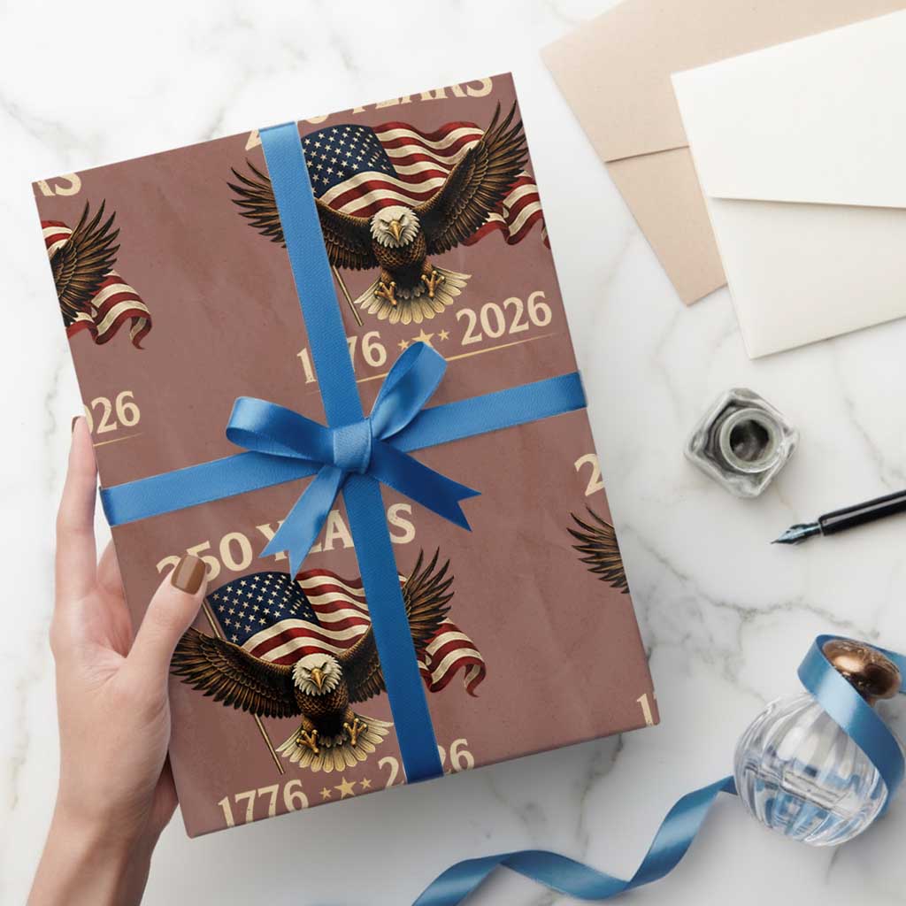 250 Anniversary USA Patriotic Eagle Wrapping Paper Roll 250th 4th Of July 1776 2026 Flag TS10 Mocha Print Your Wear