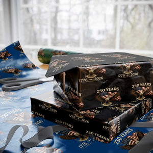 250 Anniversary USA Patriotic Eagle Wrapping Paper Roll 250th 4th Of July 1776 2026 Flag TS10 Black Print Your Wear