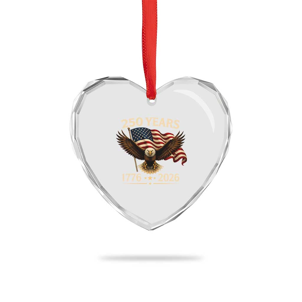 250 Anniversary USA Patriotic Eagle Heart Crystal Glass Ornament 250th 4th Of July 1776 2026 Flag TS10 Print Your Wear