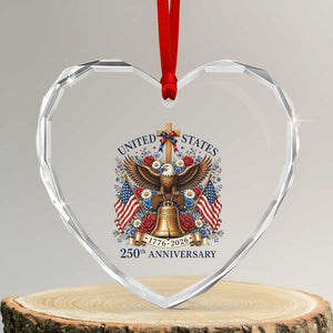 250 Anniversary USA Patriotic Eagle Heart Crystal Glass Ornament Flower 250th Birthday 4th Of July 2026 TS10 Transparent Glass 3'' Heart Print Your Wear