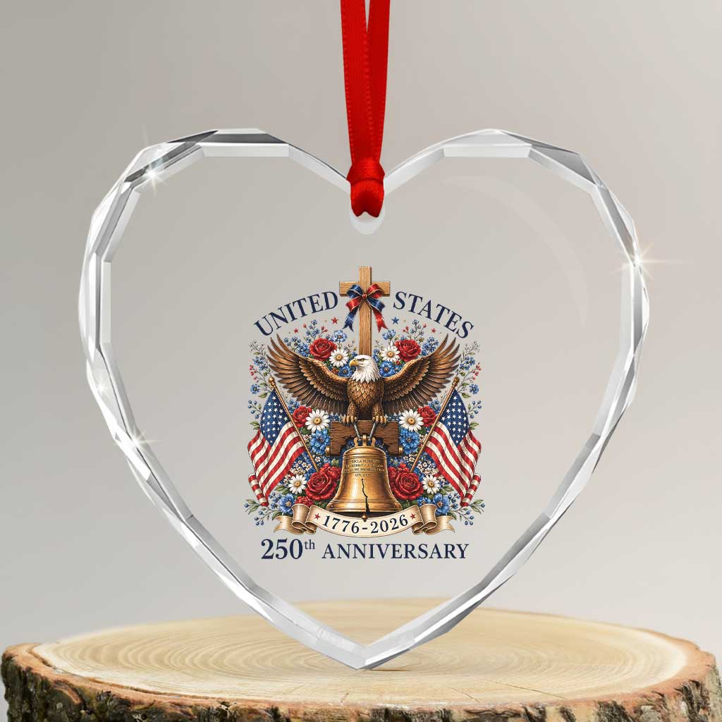 250 Anniversary USA Patriotic Eagle Heart Crystal Glass Ornament Flower 250th Birthday 4th Of July 2026 TS10 Transparent Glass 3'' Heart Print Your Wear