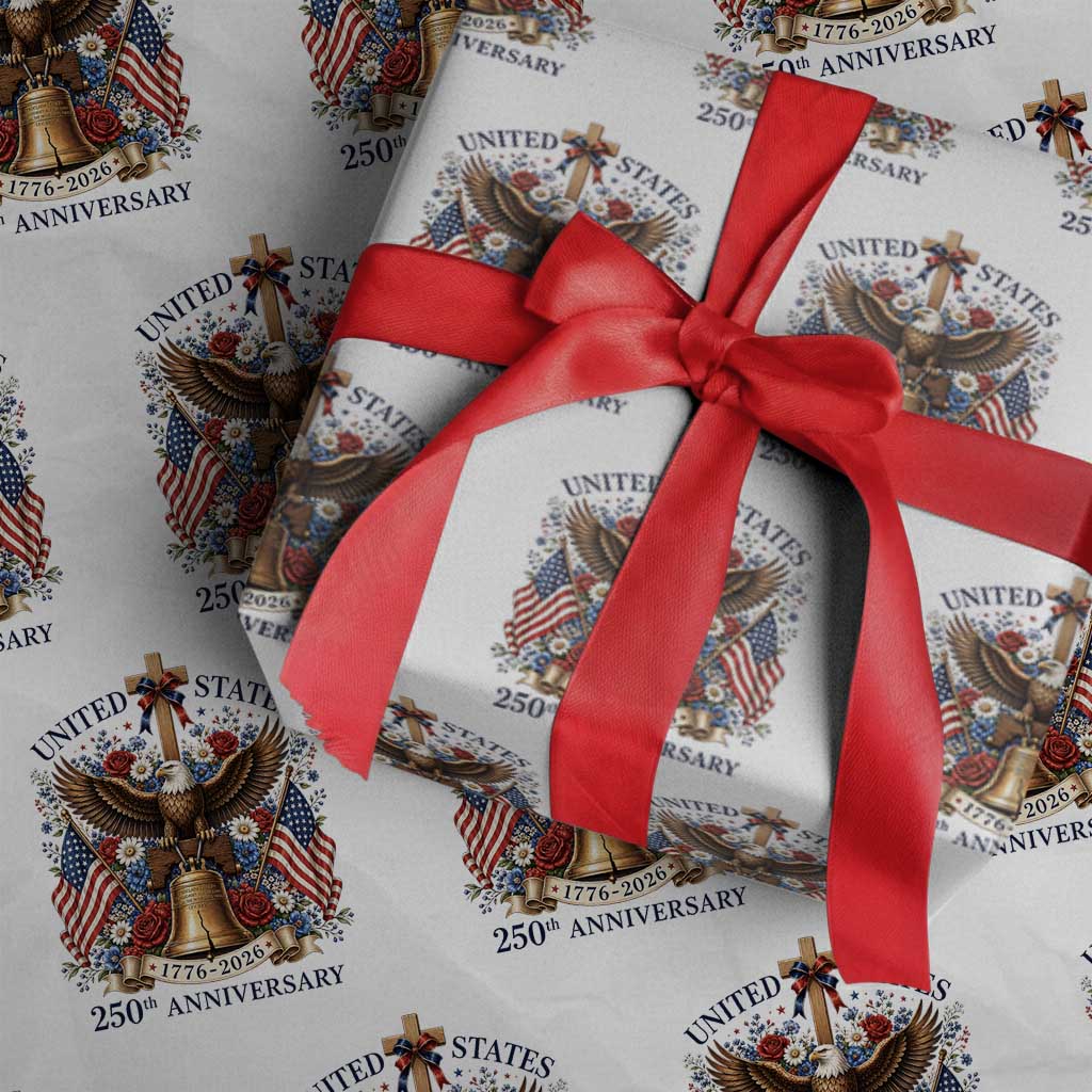 250 Anniversary USA Patriotic Eagle Wrapping Paper Roll Flower 250th Birthday 4th Of July 2026 TS10 White Print Your Wear