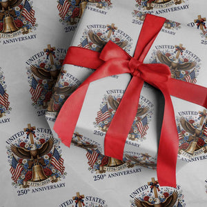 250 Anniversary USA Patriotic Eagle Wrapping Paper Roll Flower 250th Birthday 4th Of July 2026 TS10 White Print Your Wear