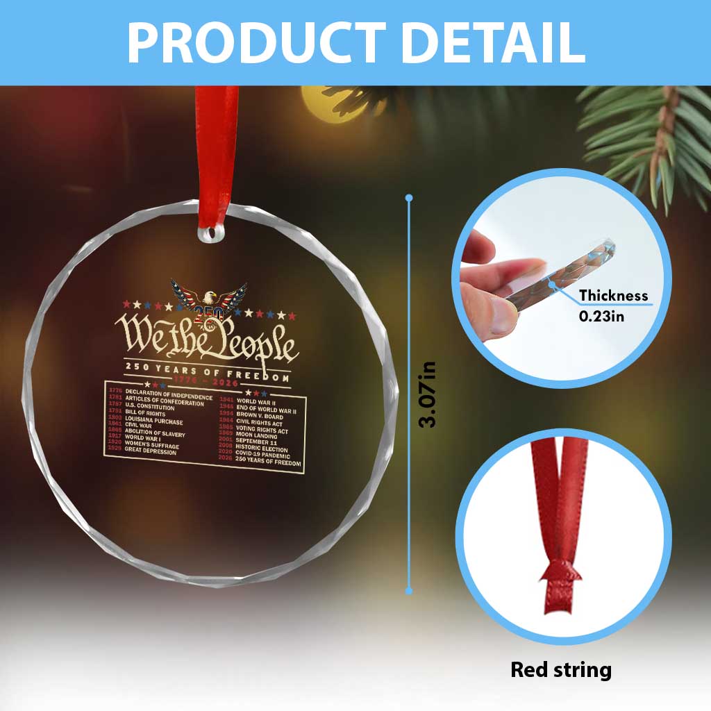 250 Year Timeline 1776 2026 Patriotic Historical Anniversary Crystal Glass Ornament TS11 Print Your Wear