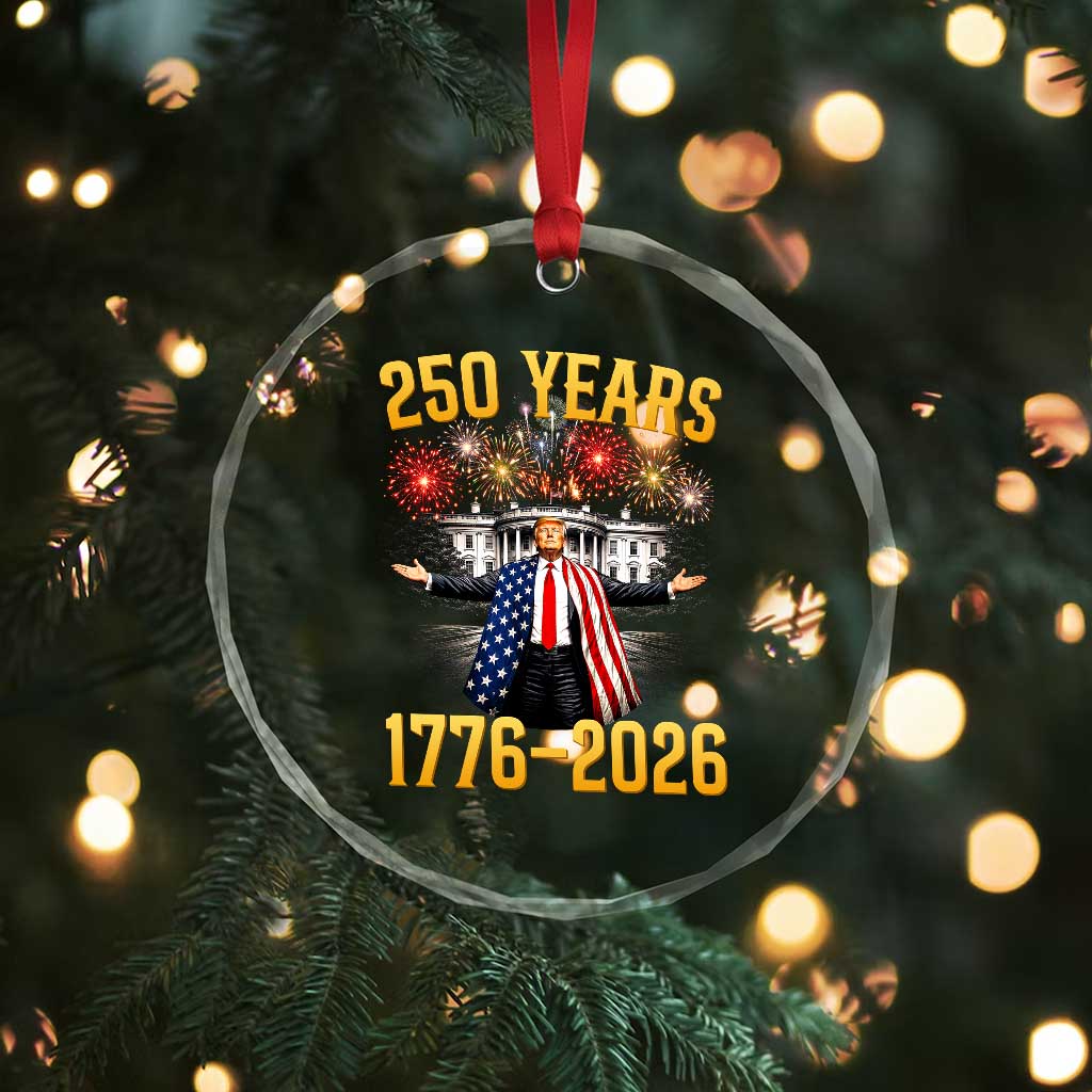 250 Years 1776-2026 Trump Daddys Home Patriotic Crystal Glass Ornament Fireworks 250th Anniversary Semiquincentennial Celebration TS02 Print Your Wear
