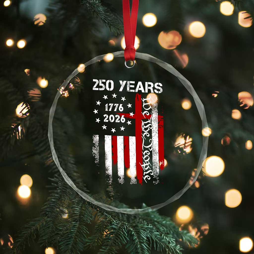 250 Years America Anniversary Christian USA Flag Crystal Glass Ornament TS11 Print Your Wear