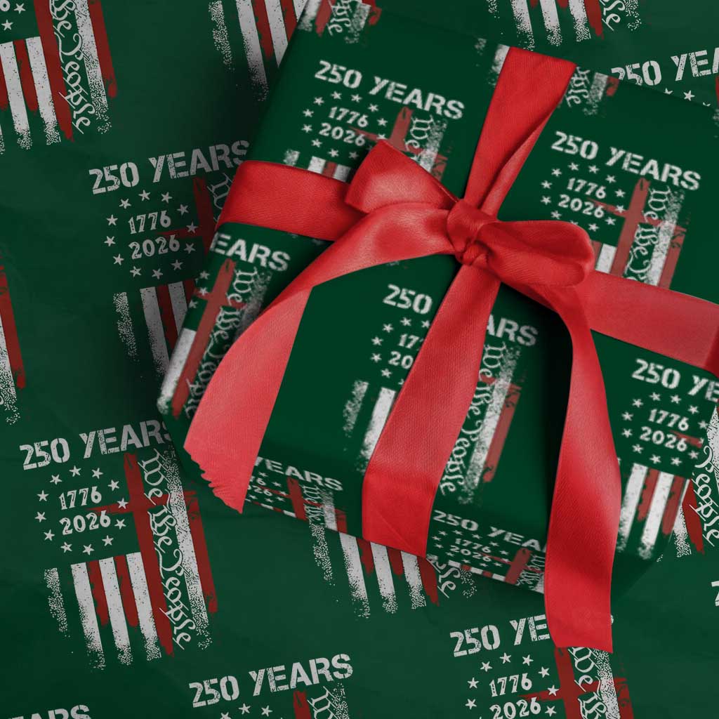 250 Years America Anniversary Christian USA Flag Wrapping Paper Roll TS11 Green Print Your Wear