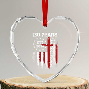 250 Years America Anniversary Christian USA Flag Heart Crystal Glass Ornament TS11 Transparent Glass 3'' Heart Print Your Wear