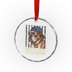 250 Years America Anniversary Crystal Glass Ornament Military Bulldog American Flag Camo TS14 Print Your Wear