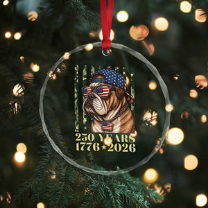 250 Years America Anniversary Crystal Glass Ornament Military Bulldog American Flag Camo TS14 Print Your Wear
