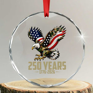 250 Years America Anniversary Crystal Glass Ornament Military Eagle American Flag Camo TS14 Transparent Glass 3'' Circle Print Your Wear