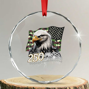 250 Years America Anniversary Crystal Glass Ornament Patriotic Bald Eagle Military Tactical American Flag Camo