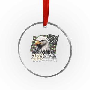 250 Years America Anniversary Crystal Glass Ornament Patriotic Bald Eagle Military Tactical American Flag Camo
