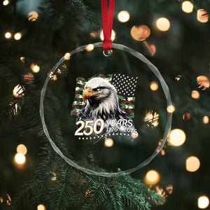 250 Years America Anniversary Crystal Glass Ornament Patriotic Bald Eagle Military Tactical American Flag Camo