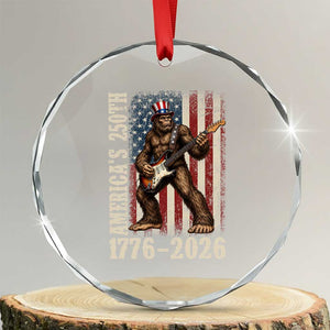 250 Years America Anniversary Crystal Glass Ornament Patriotic Bigfoot Playing Guitar 4th Of July TS14 Transparent Glass 3'' Circle Print Your Wear