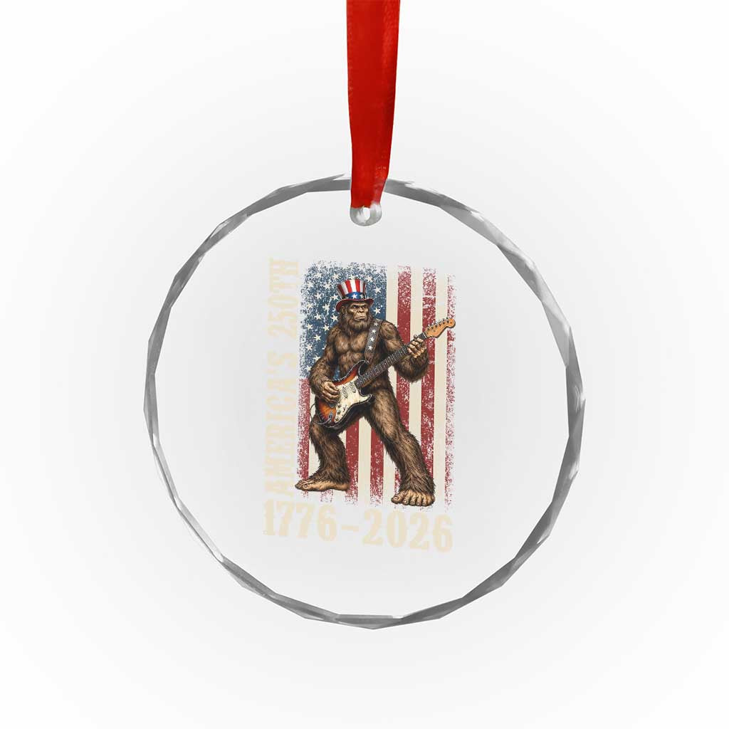 250 Years America Anniversary Crystal Glass Ornament Patriotic Bigfoot Playing Guitar 4th Of July TS14 Print Your Wear