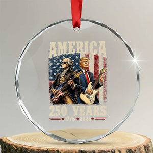 250 Years America Anniversary Crystal Glass Ornament Vintage President Playing Guitar 4th of July