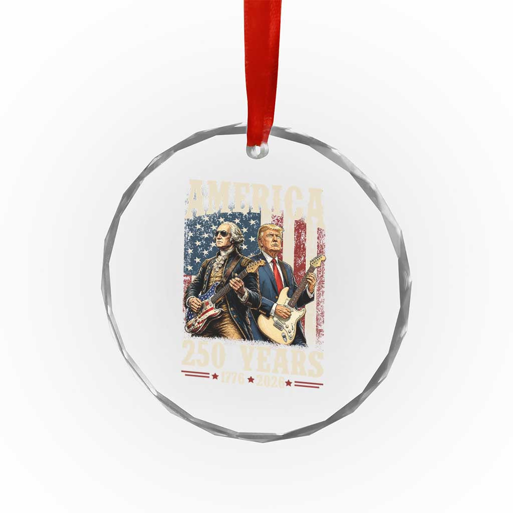 250 Years America Anniversary Crystal Glass Ornament Vintage President Playing Guitar 4th of July