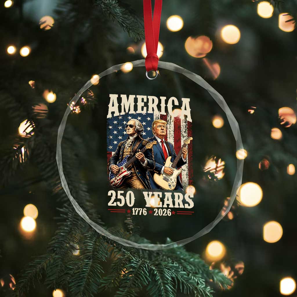 250 Years America Anniversary Crystal Glass Ornament Vintage President Playing Guitar 4th of July