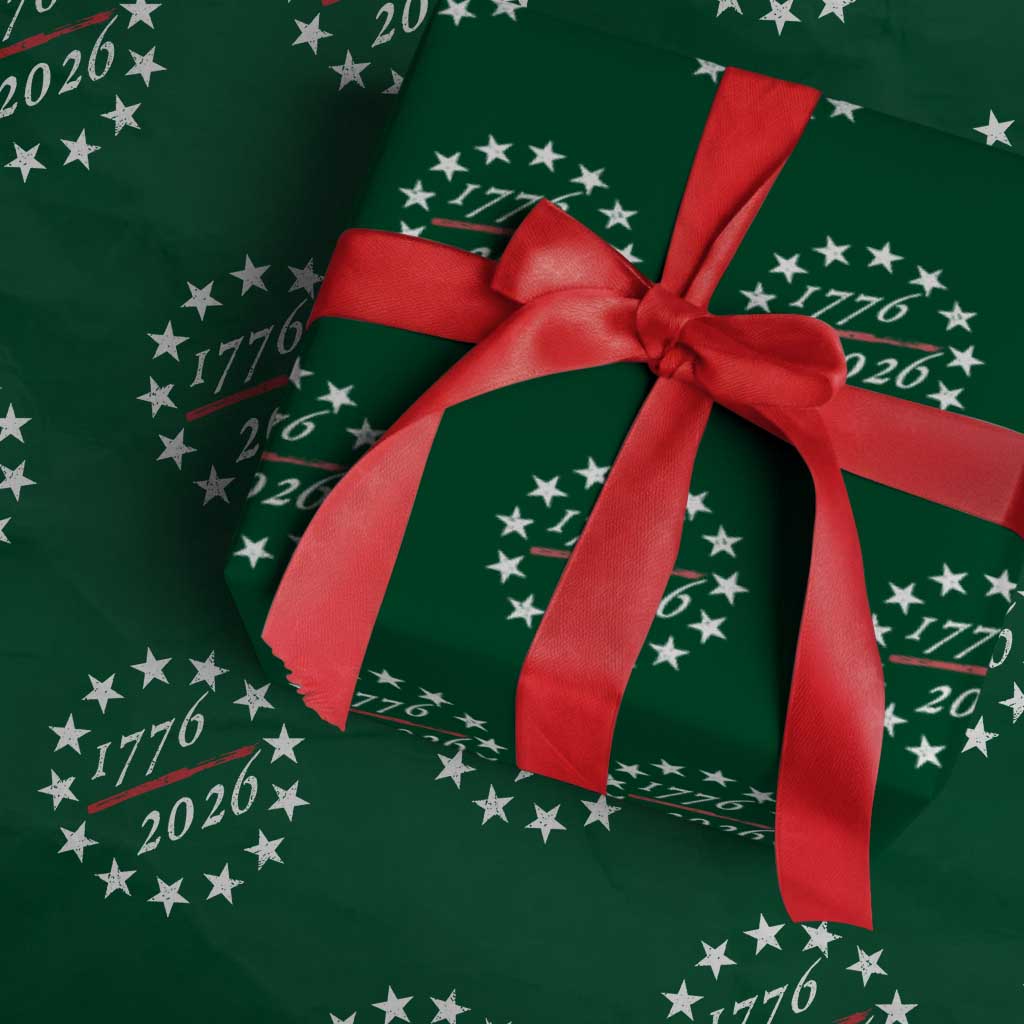 250 Years America Anniversary Wrapping Paper Roll 13 Stars 1776 2026 250th Independence Day TS11 Green Print Your Wear