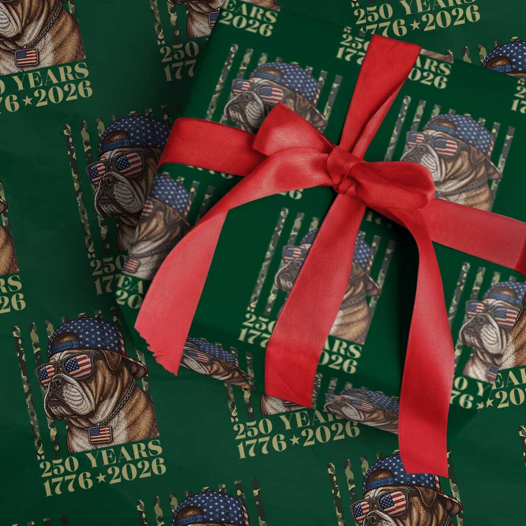 250 Years America Anniversary Wrapping Paper Roll Military Bulldog American Flag Camo TS14 Green Print Your Wear