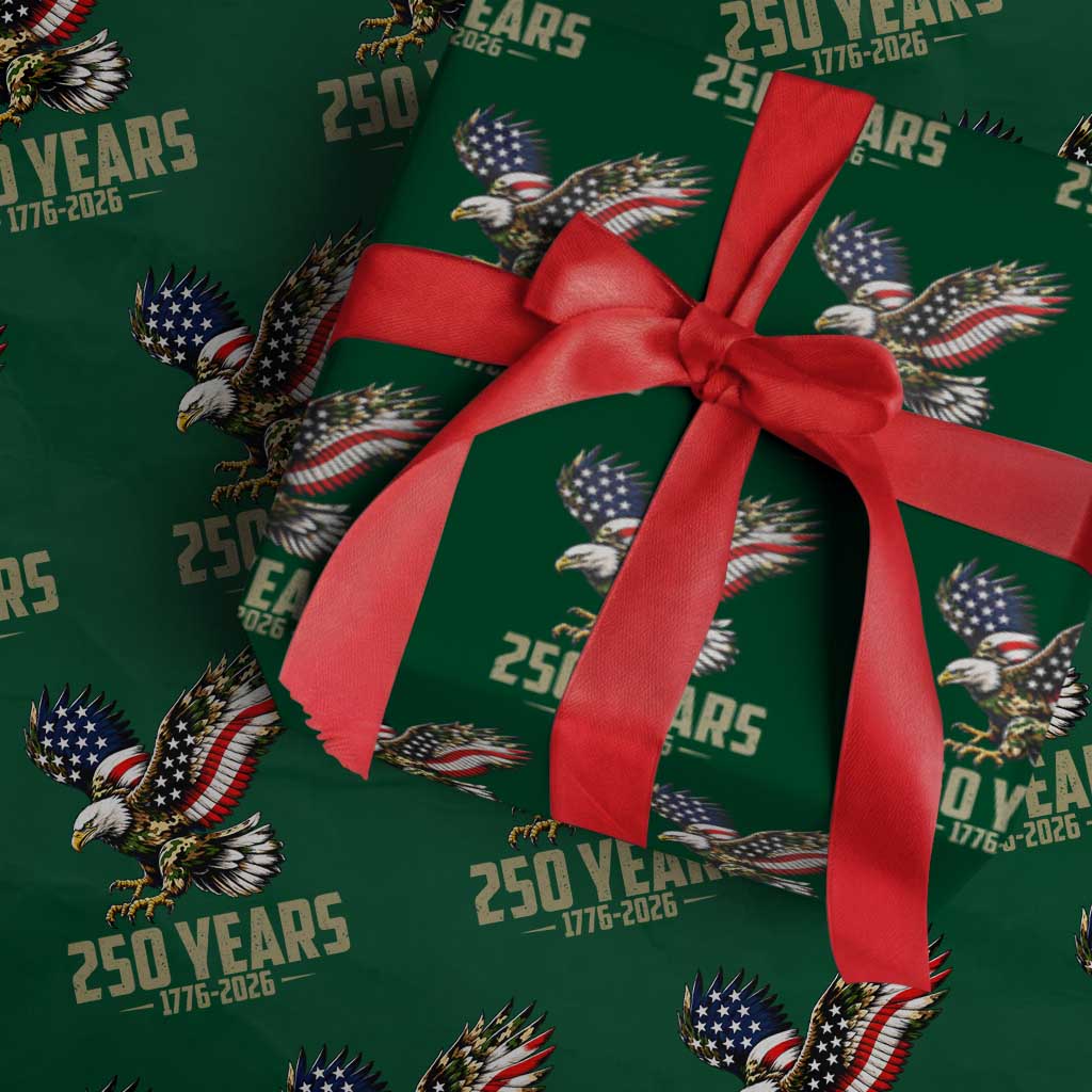 250 Years America Anniversary Wrapping Paper Roll Military Eagle American Flag Camo