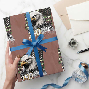 250 Years America Anniversary Wrapping Paper Roll Patriotic Bald Eagle Military Tactical American Flag Camo