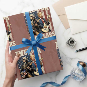 250 Years America Anniversary Wrapping Paper Roll Vintage President Playing Guitar 4th of July