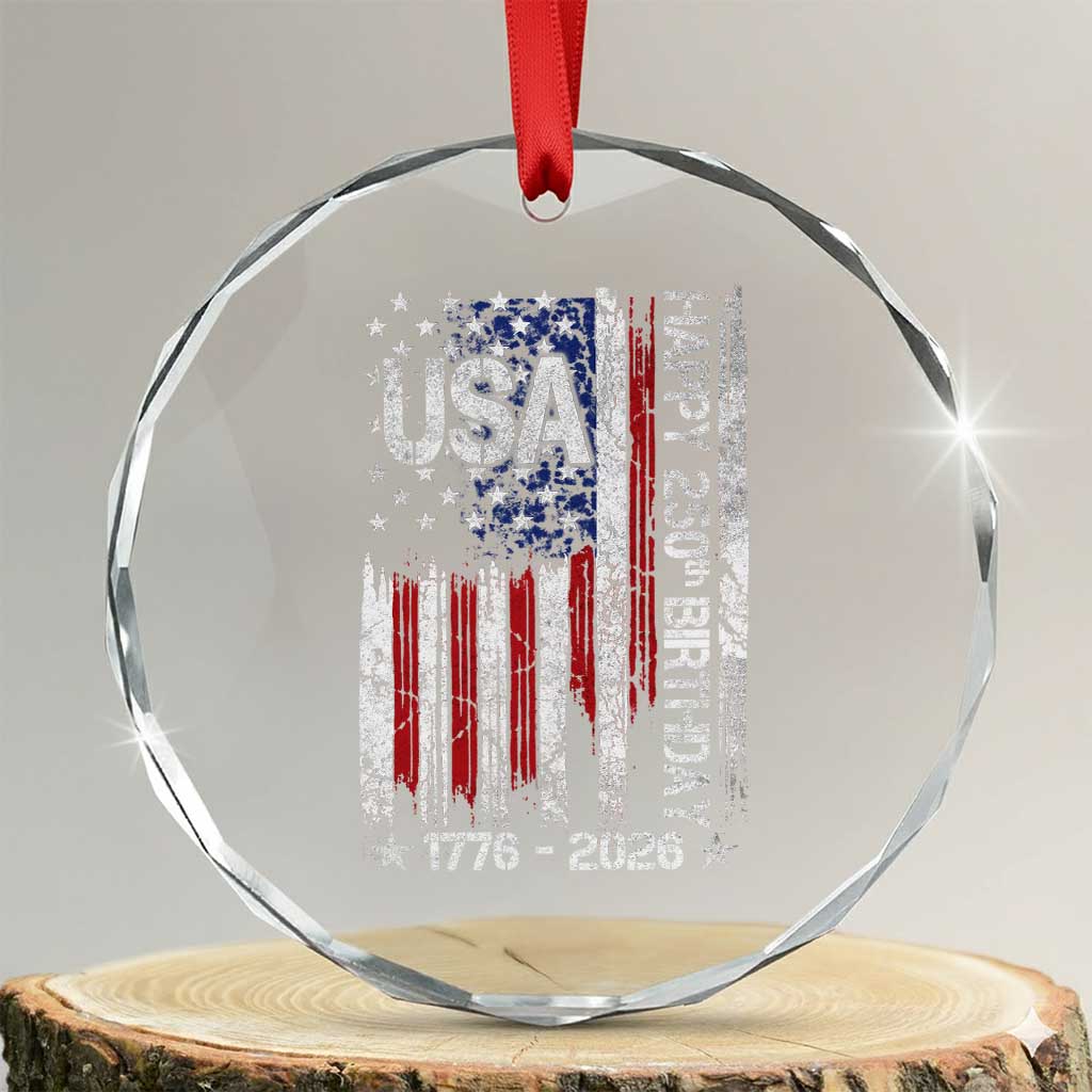 250 Years America Anniversary Flag Crystal Glass Ornament 4th of July Patriotic Independence Day TS10 Transparent Glass 3'' Circle Print Your Wear