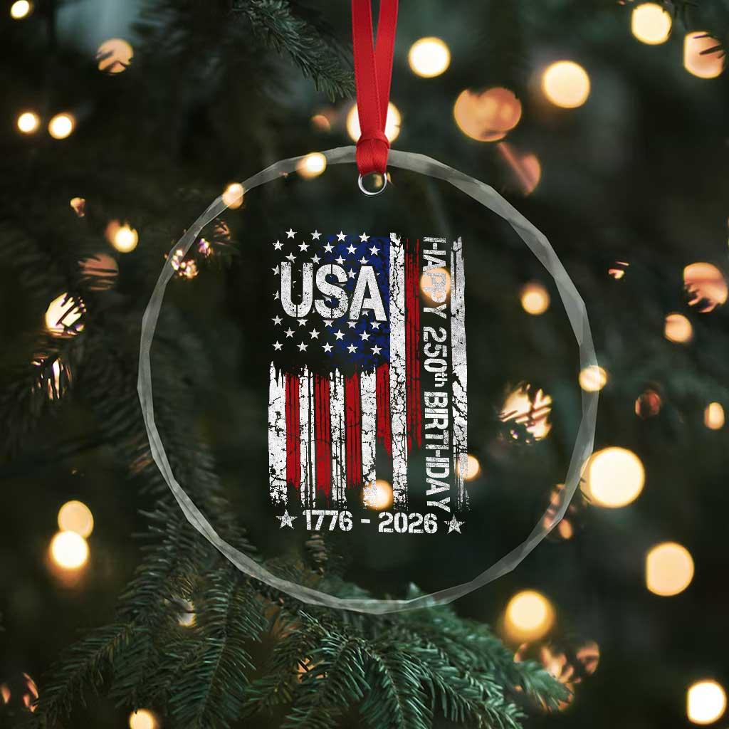 250 Years America Anniversary Flag Crystal Glass Ornament 4th of July Patriotic Independence Day TS10 Print Your Wear
