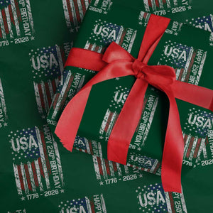 250 Years America Anniversary Flag Wrapping Paper Roll 4th of July Patriotic Independence Day TS10 Green Print Your Wear