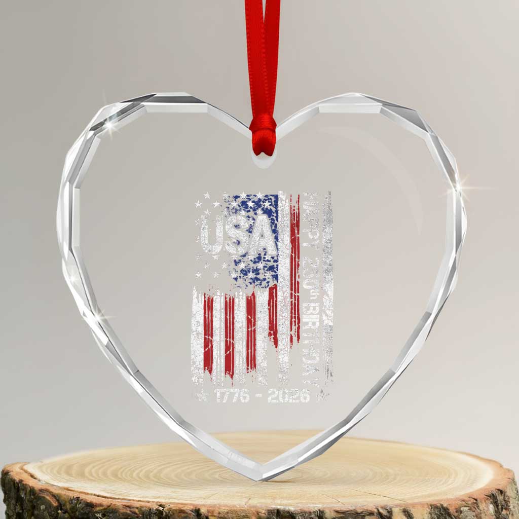 250 Years America Anniversary Flag Heart Crystal Glass Ornament 4th of July Patriotic Independence Day TS10 Transparent Glass 3'' Heart Print Your Wear