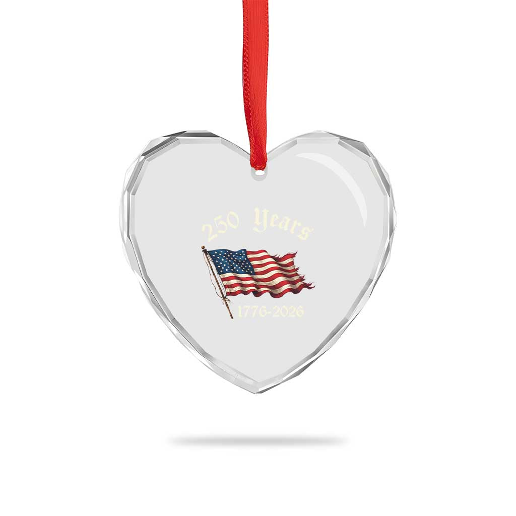 250 Years America Anniversary Heart Crystal Glass Ornament Retro 250th Independence Day Freedom USA Flag TS10 Print Your Wear