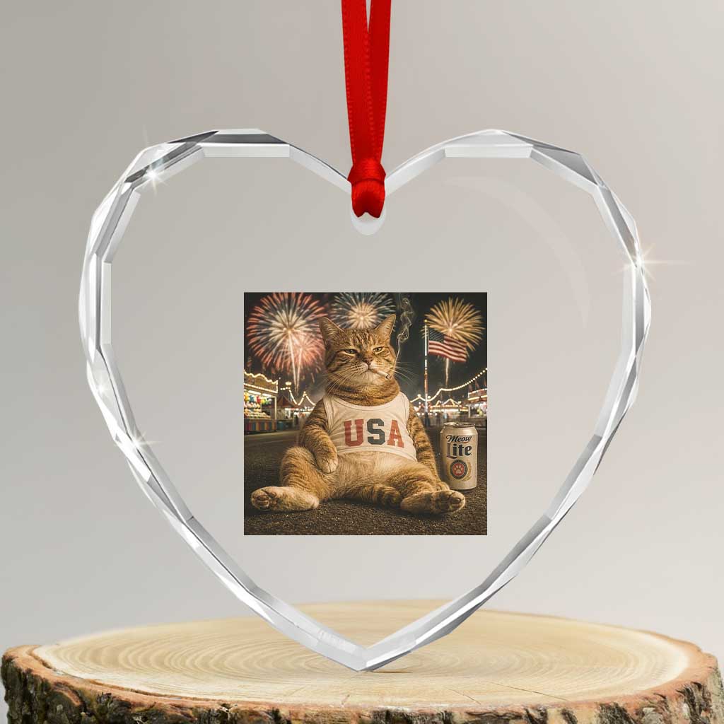 250 Years America Anniversary Statue of Liberty Heart Crystal Glass Ornament The Summer USA Turned 250 TS14 Transparent Glass 3'' Heart Print Your Wear