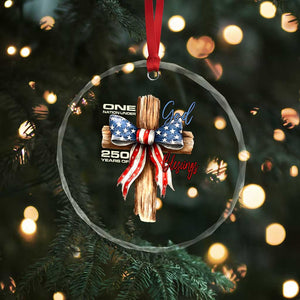 250 Years America Crystal Glass Ornament Coquette Bow Cross American 4th Of July 250th Anniversary TS10 Print Your Wear