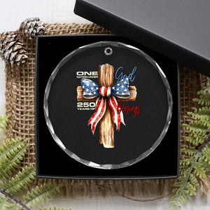 250 Years America Crystal Glass Ornament Coquette Bow Cross American 4th Of July 250th Anniversary TS10 Print Your Wear