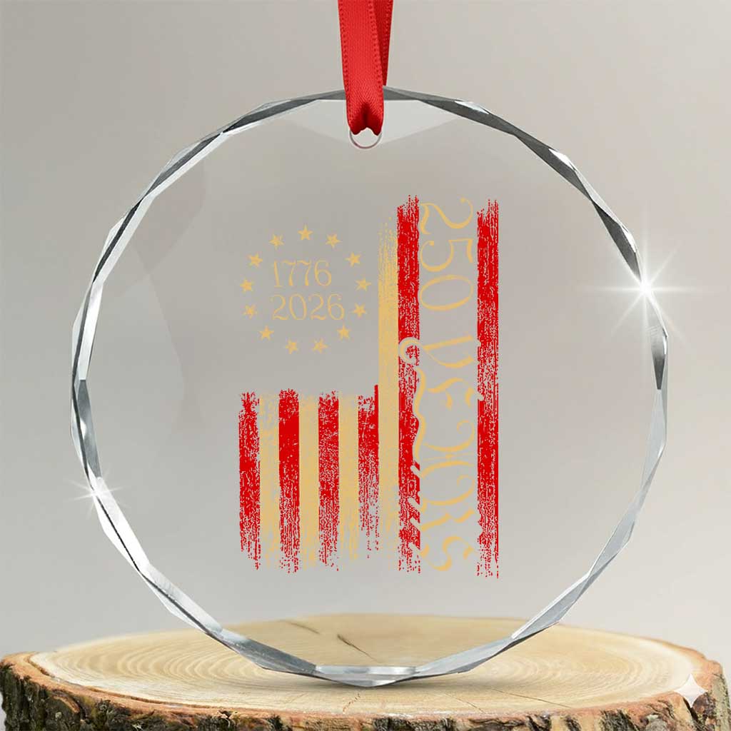 250 Years America Flag Crystal Glass Ornament 250th Anniversary USA TS10 Transparent Glass 3'' Circle Print Your Wear