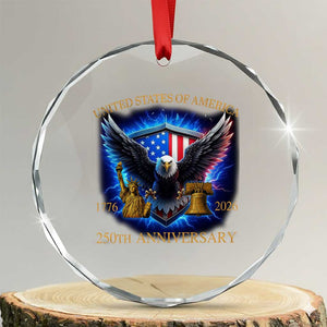 250 Years America Flag Crystal Glass Ornament Eagle 250th Anniversary USA Patriotic 1776 2026 TS10 Transparent Glass 3'' Circle Print Your Wear