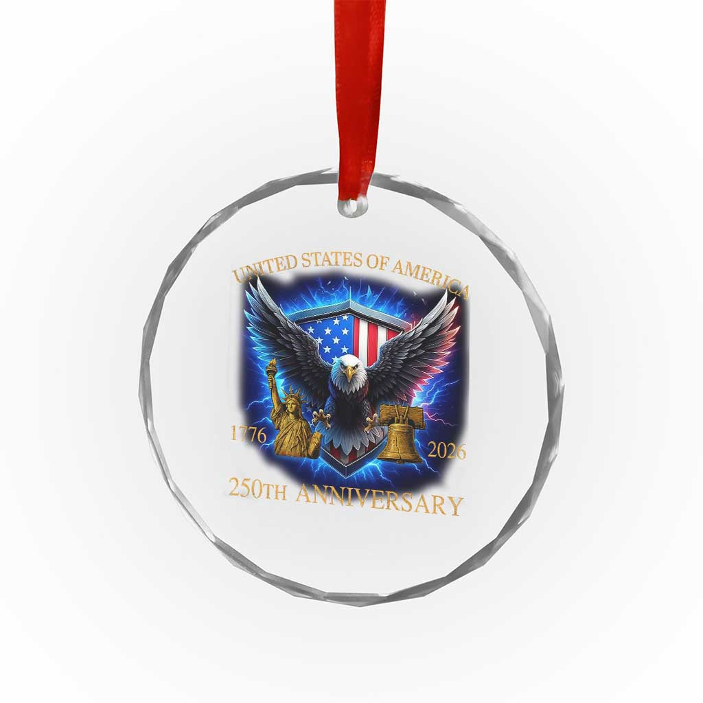250 Years America Flag Crystal Glass Ornament Eagle 250th Anniversary USA Patriotic 1776 2026 TS10 Print Your Wear