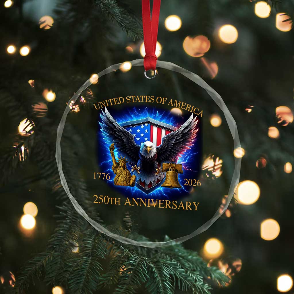 250 Years America Flag Crystal Glass Ornament Eagle 250th Anniversary USA Patriotic 1776 2026 TS10 Print Your Wear
