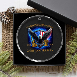 250 Years America Flag Crystal Glass Ornament Eagle 250th Anniversary USA Patriotic 1776 2026 TS10 Print Your Wear