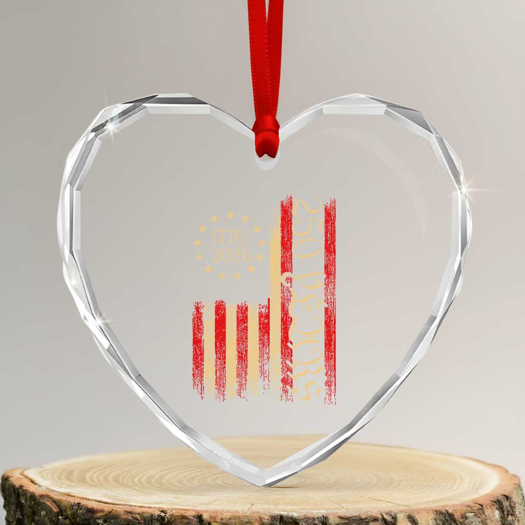250 Years America Flag Heart Crystal Glass Ornament 250th Anniversary USA TS10 Transparent Glass 3'' Heart Print Your Wear