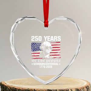 250 Years America Flag Heart Crystal Glass Ornament George Washington 1776 2026 USA 250th Anniversary Patriotic TS10 Transparent Glass 3'' Heart Print Your Wear
