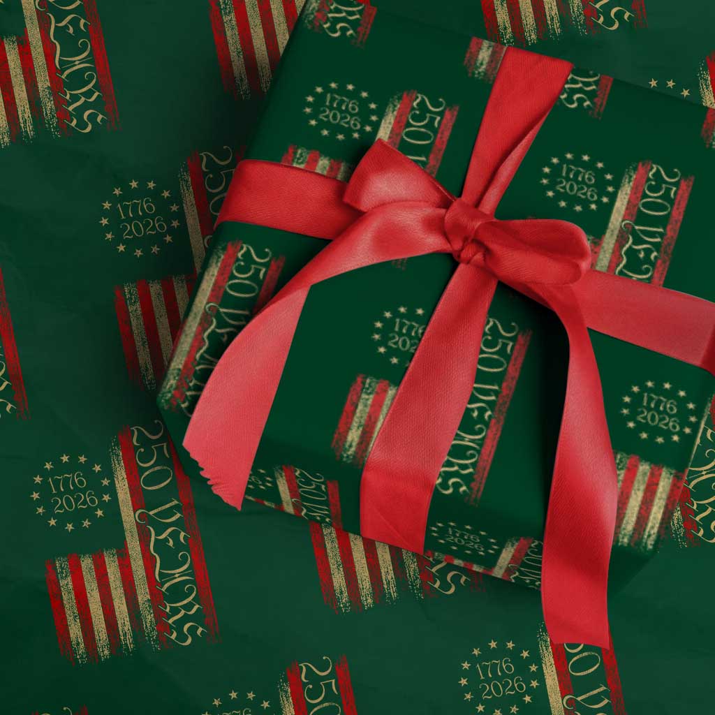 250 Years America Flag Wrapping Paper Roll 250th Anniversary USA TS10 Green Print Your Wear