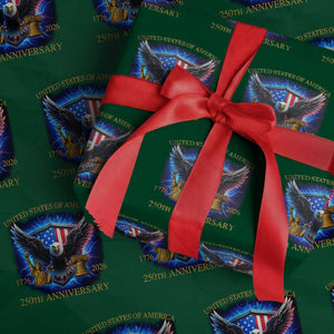 250 Years America Flag Wrapping Paper Roll Eagle 250th Anniversary USA Patriotic 1776 2026 TS10 Green Print Your Wear